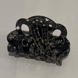 🖤Elegant Black & Gold Lace Hair Claw Clip – Strong Hold – Feminine Japanese Acc